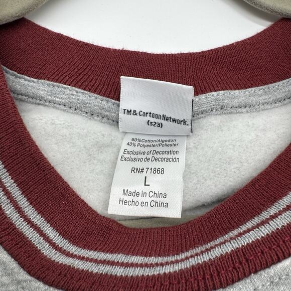 Powerpuff Girls Varsity Gray Sweatshirt Red Trim Cartoon Network Anime Graphic L - Picture 5 of 5